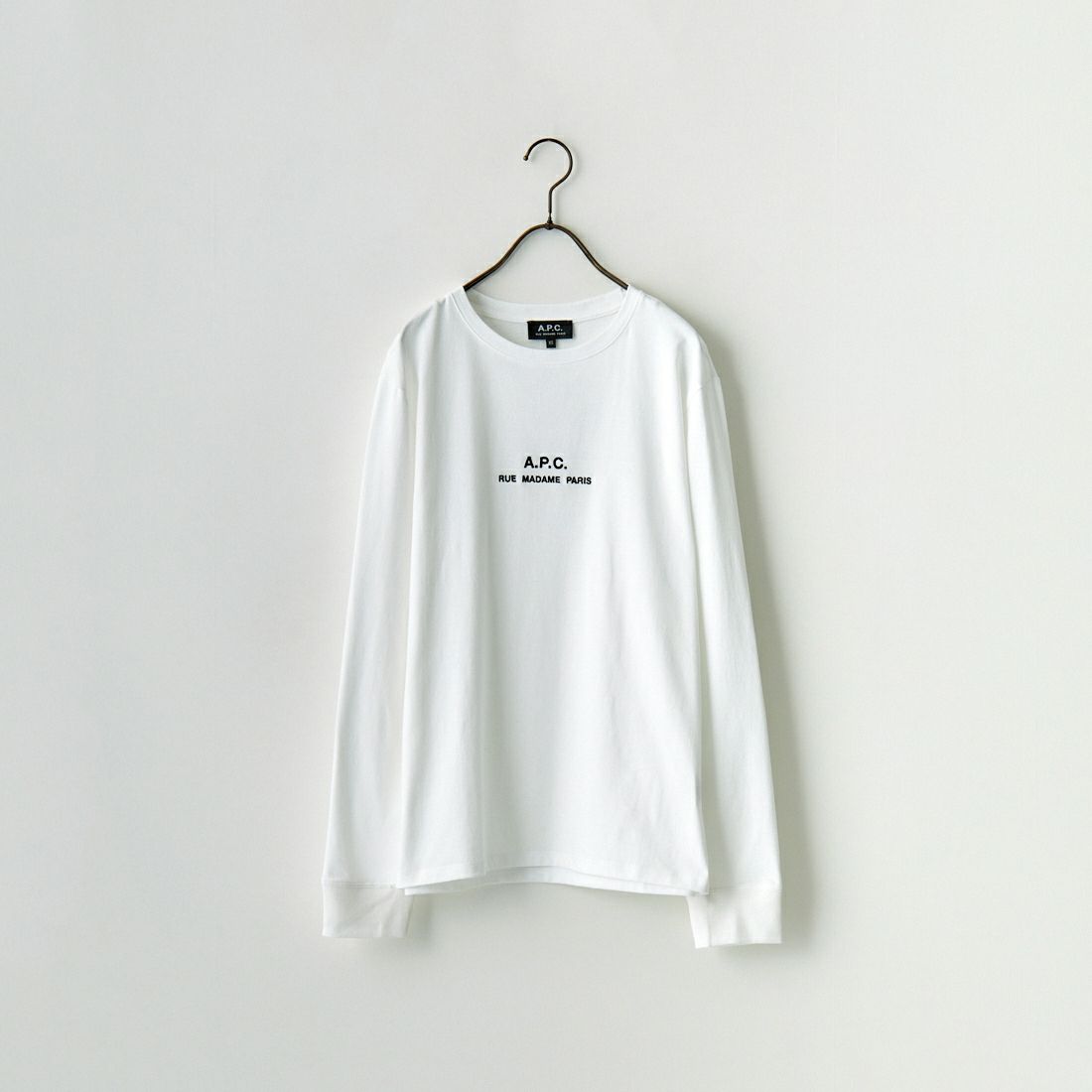 A.P.C. [アー・ペー・セー] ロゴ刺繍 ロングスリーブTシャツ [PETITE-RUE-MADAME-H] 90 BLANC