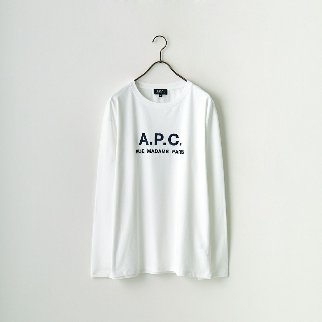 A.P.C. [アー・ペー・セー] ロゴ刺繍 ロングスリーブTシャツ [RUE-MADAME-H-MANCHES] 90 BLANC