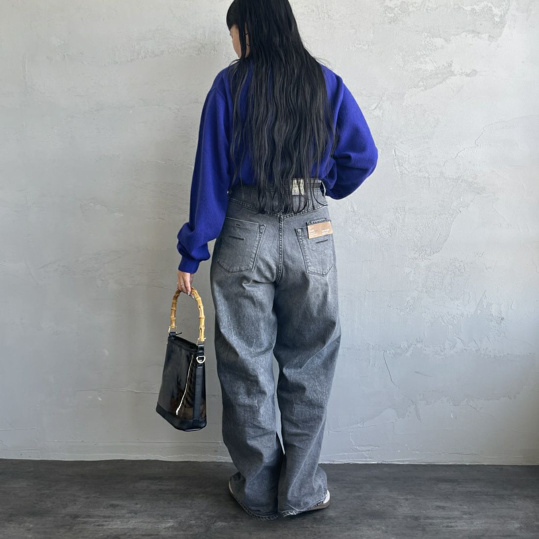 DANTON [ダントン] クルーネックプルオーバーニット [DT-D0027LMW] BLUE &&モデル身長：156cm 着用サイズ：38&&