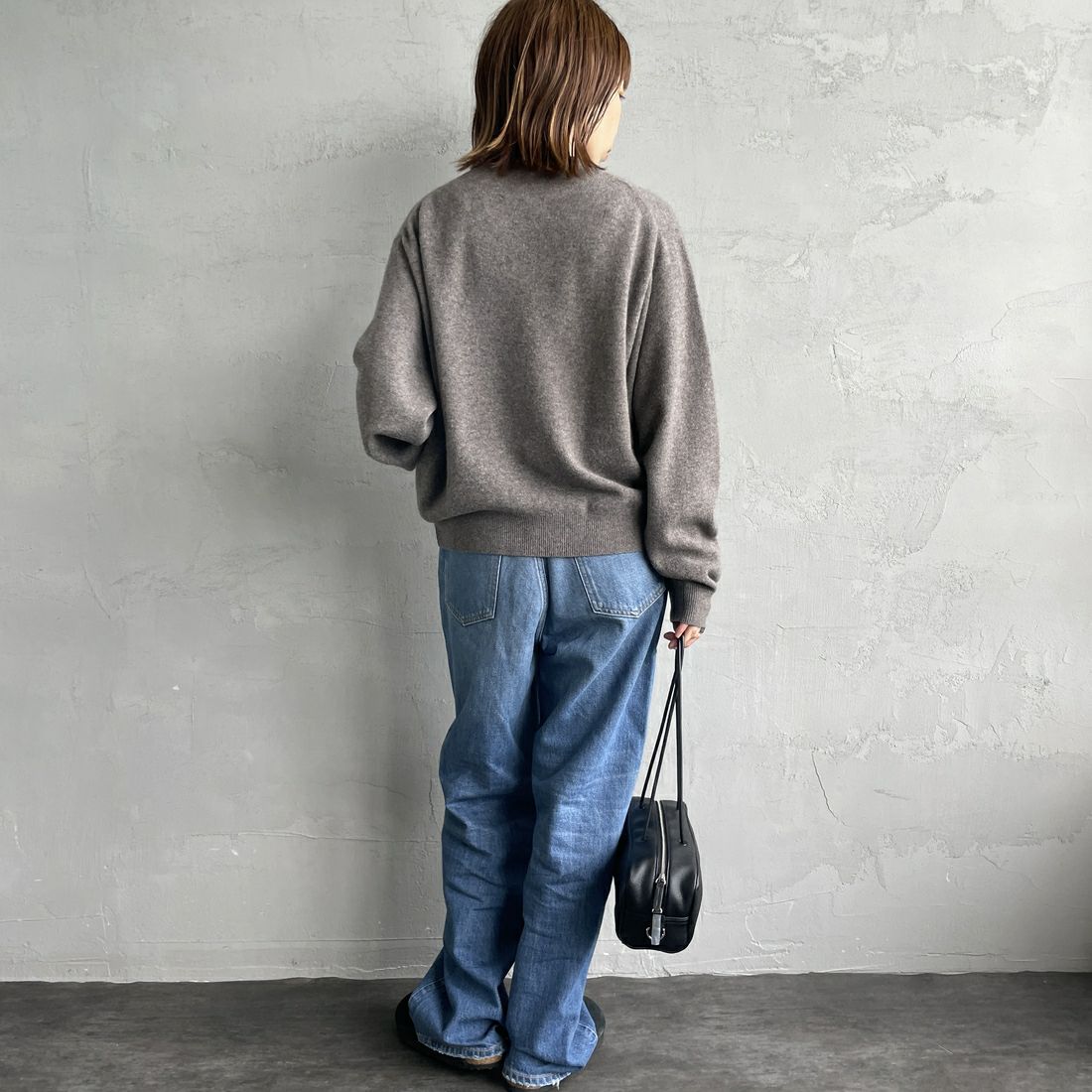 DANTON [ダントン] クルーネックプルオーバーニット [DT-D0027LMW] TAUPE &&モデル身長：158cm 着用サイズ：38&&