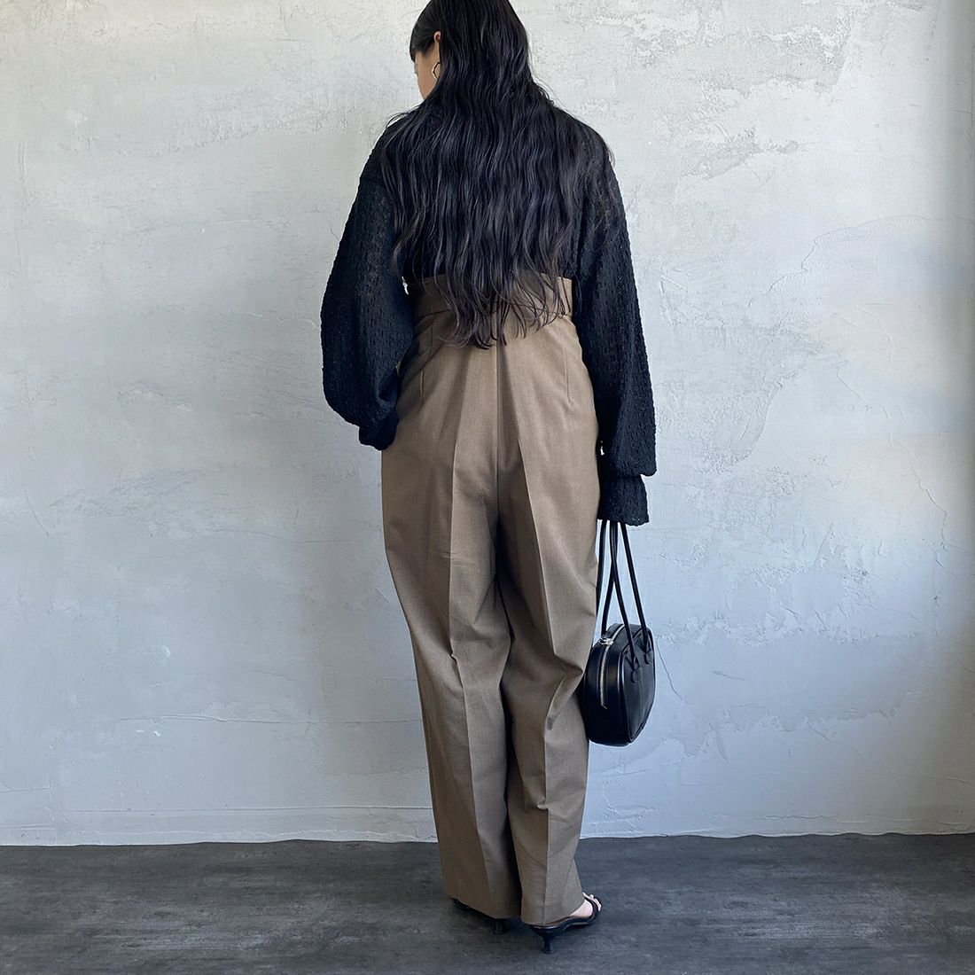 Jeans Factory Clothes [ジーンズファクトリークローズ] ハイウエストサスペンダーパンツ [219052] 35 ﾓｶ&&モデル身長：156cm　着用サイズ：F&&