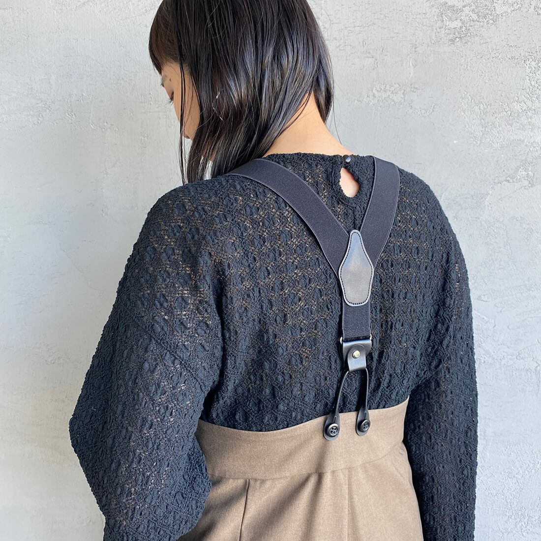 Jeans Factory Clothesハイウエストサスペンダーパンツ