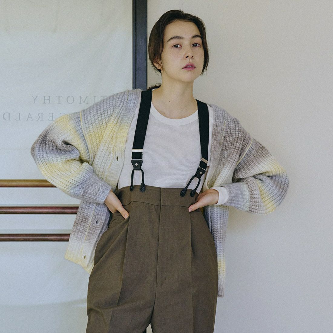 Jeans Factory Clothes [ジーンズファクトリークローズ] ハイウエストサスペンダーパンツ [219052] 35 ﾓｶ&&モデル身長：168cm　着用サイズ：F&&