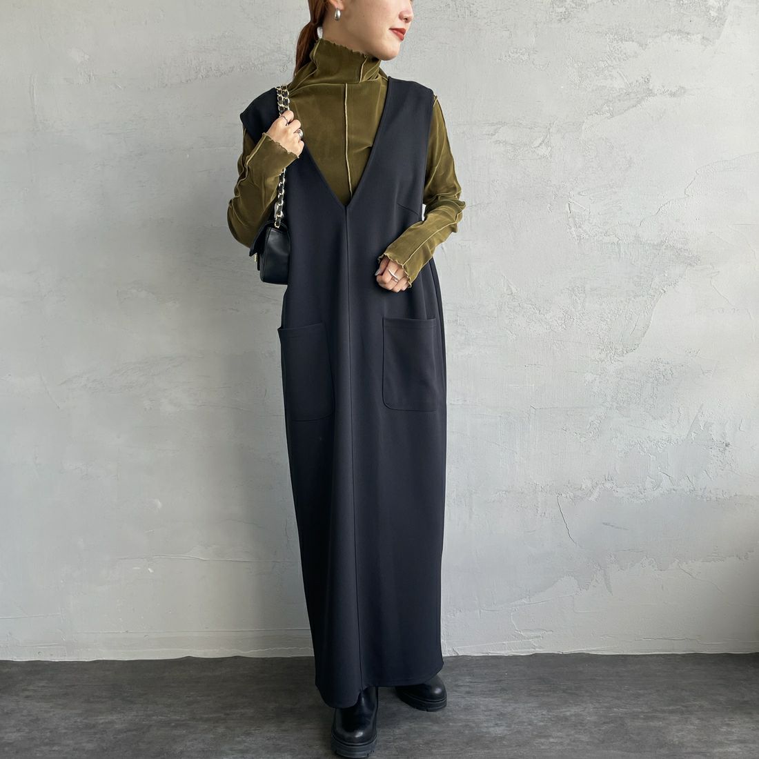 04 ﾌﾞﾗｯｸ&&モデル身長：156cm 着用サイズ：F&&