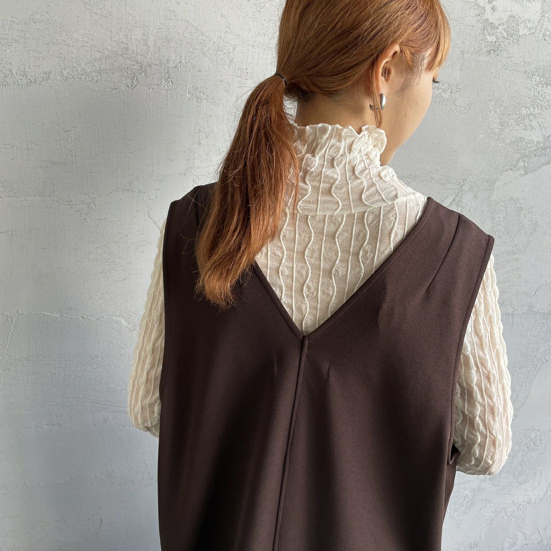 Jeans Factory Clothes [ジーンズファクトリークローズ] Vネックワンピース [219074] 37 ﾌﾞﾗｳﾝ&&モデル身長：156cm 着用サイズ：F&&