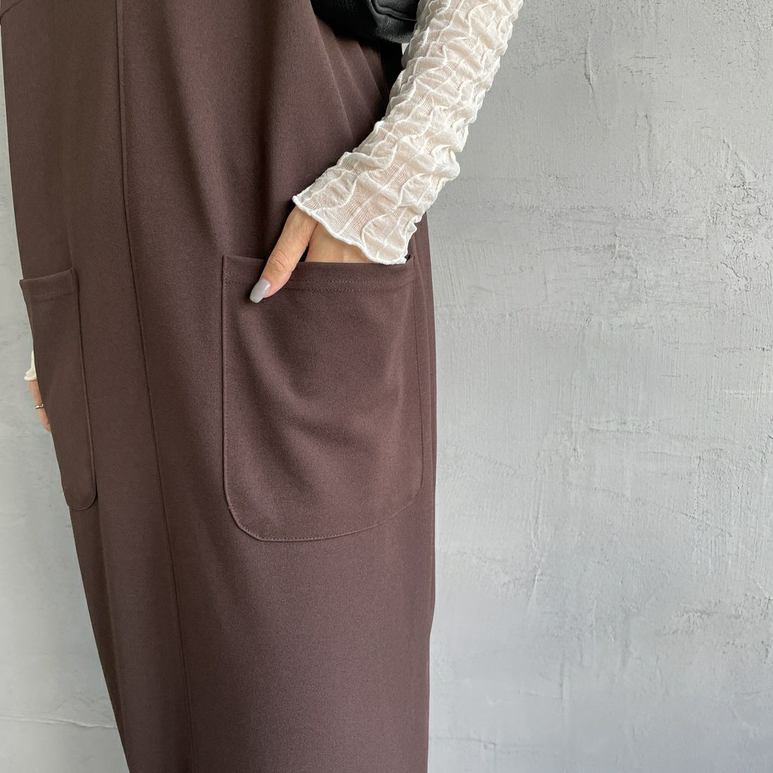 Jeans Factory Clothes [ジーンズファクトリークローズ] Vネックワンピース [219074] 37 ﾌﾞﾗｳﾝ&&モデル身長：156cm 着用サイズ：F&&