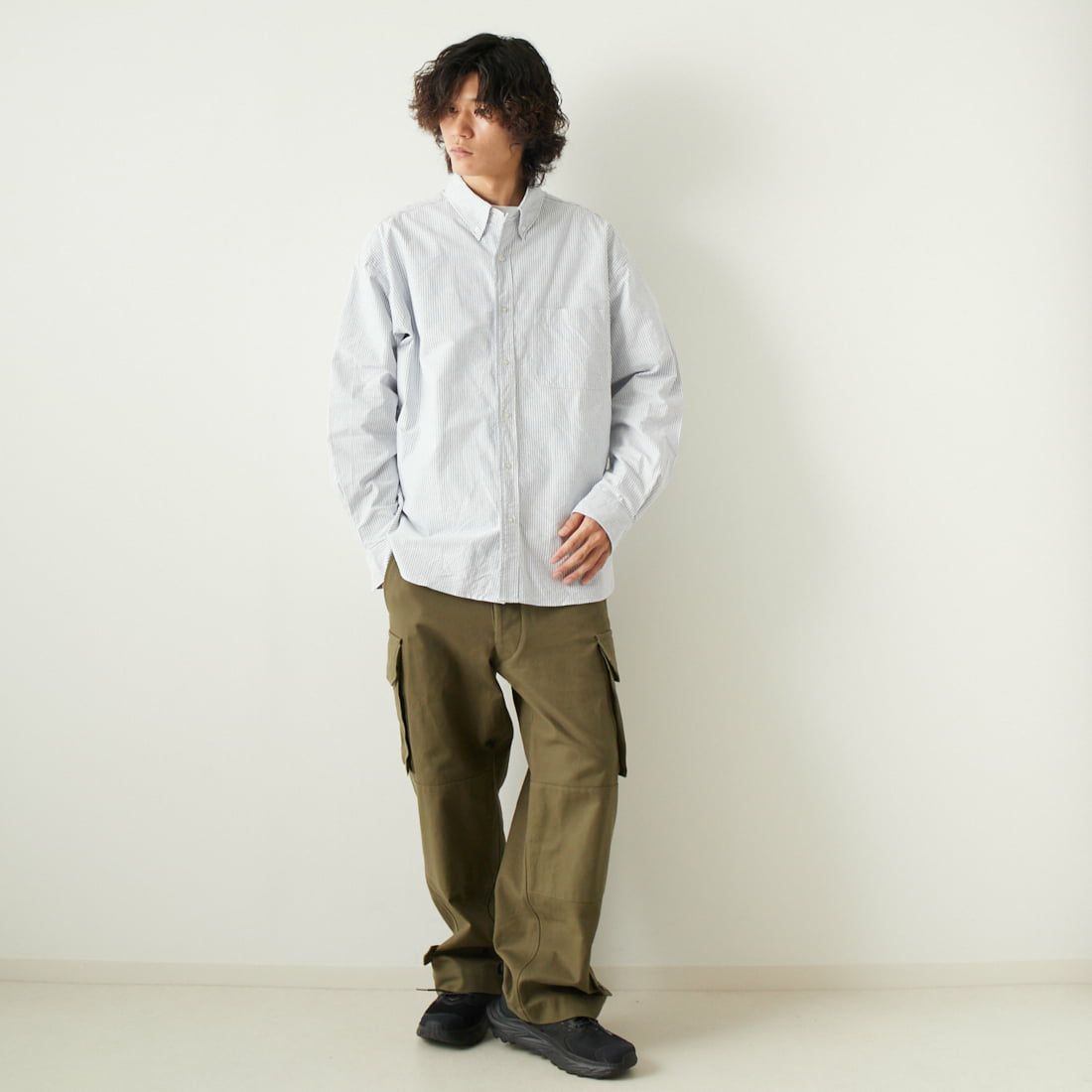 VALTA [ヴァルタ] 別注 ビックシャツ [VA23SS3029-JF] ST240 NAVY &&モデル身長：180cm 着用サイズ：L&&