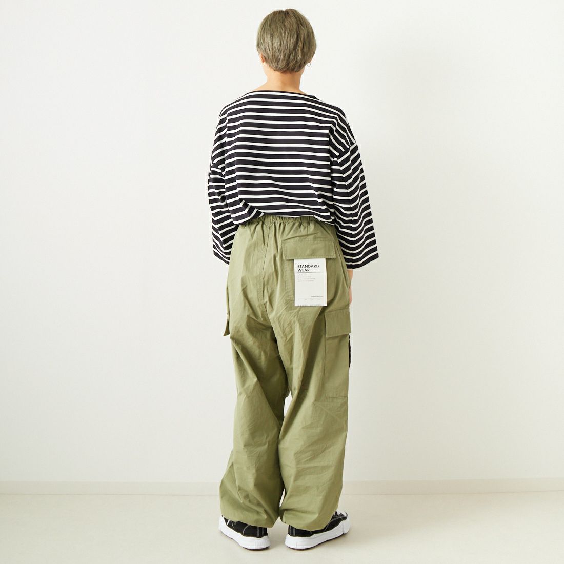 ORCIVAL [オーシバル] ワイドボートネックプルオーバー [OR-C0223MER] BLACK/WHIT &&モデル身長：160cm 着用サイズ：1&&
