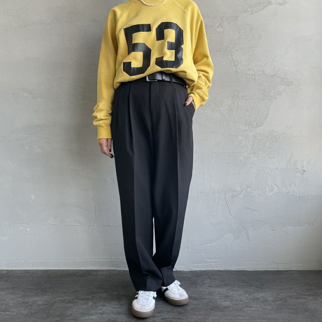 THE SHINZONE [ザ シンゾーン] クライスラーパンツ [21AMSPA01] 07 BLACK&&モデル身長：156cm 着用サイズ：PO&&