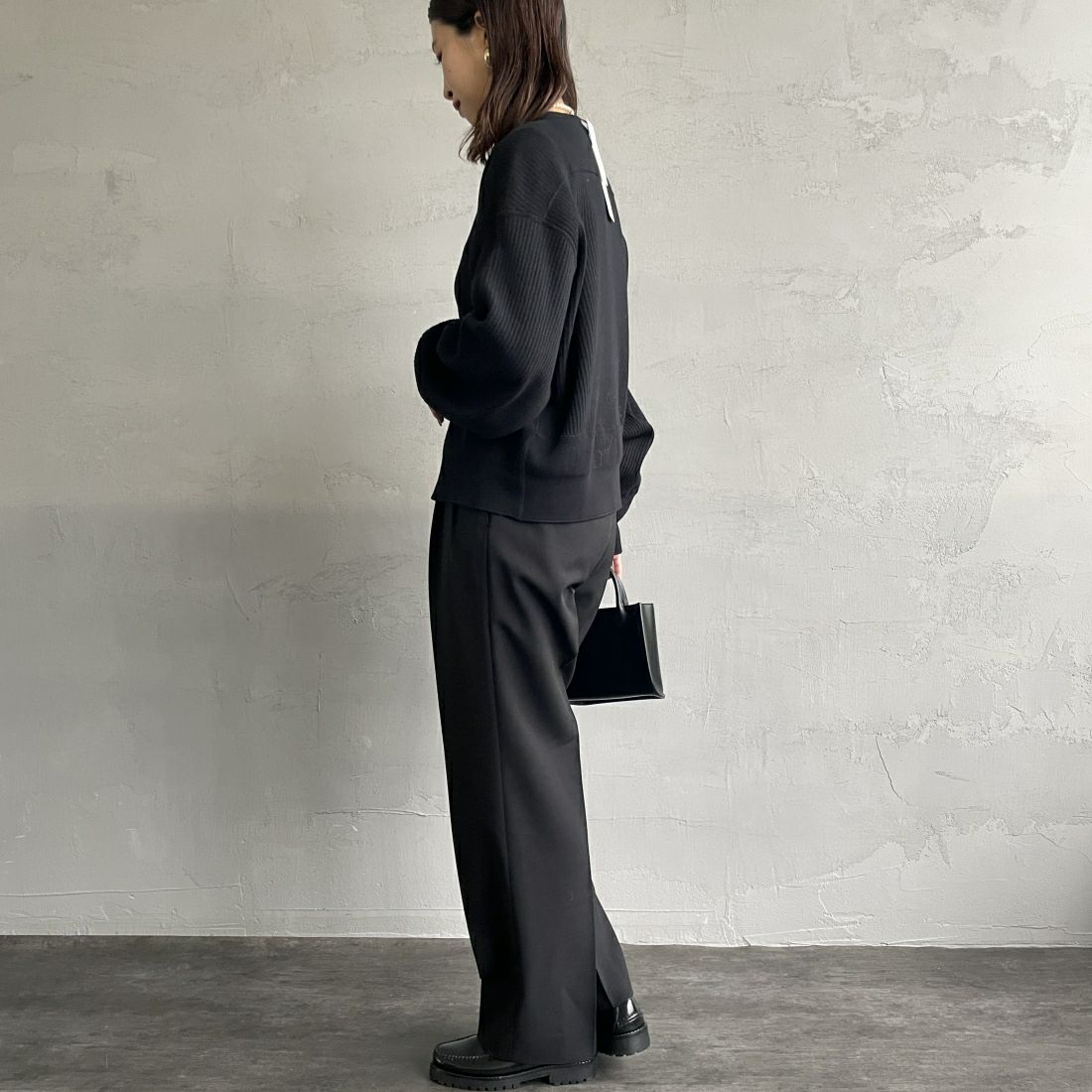 THE SHINZONE [ザ シンゾーン] クライスラーパンツ [21AMSPA01] 07 BLACK&&モデル身長：163cm 着用サイズ：32&&