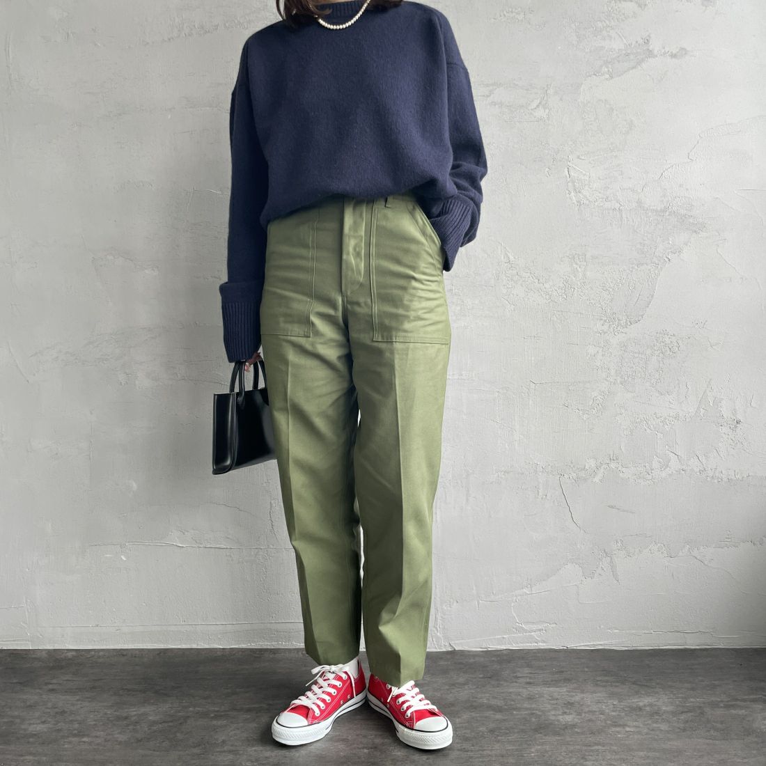 THE SHINZONE [ザ シンゾーン] ベイカーパンツ [15AMSPA18] 62 KHAKI &&モデル身長：163cm 着用サイズ：34&&