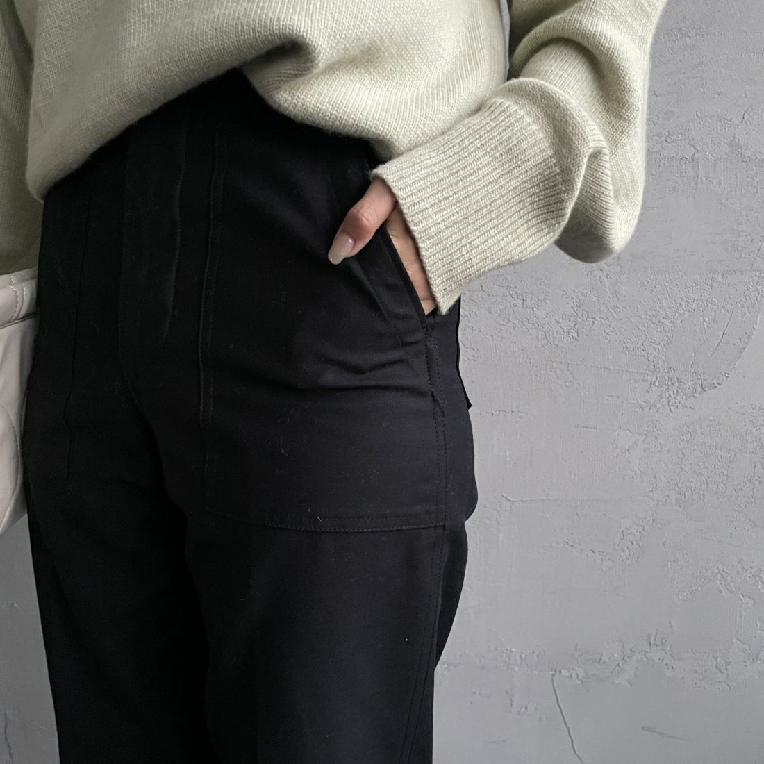 THE SHINZONE [ザ シンゾーン] ベイカーパンツ [15AMSPA18] 07 BLACK &&モデル身長：163cm 着用サイズ：32&&