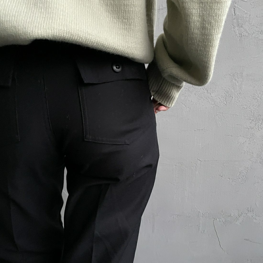 THE SHINZONE [ザ シンゾーン] ベイカーパンツ [15AMSPA18] 07 BLACK &&モデル身長：163cm 着用サイズ：32&&