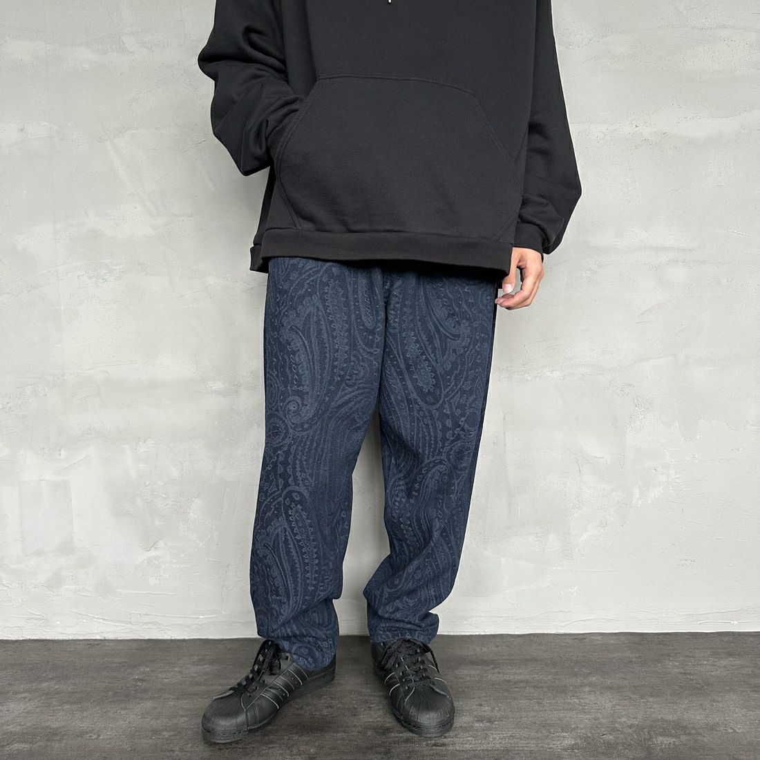 Noir Fabrik [ヌワールファブリック] ペイズリーデニムバルーンパンツ [NF-234-073] INDIGO&&モデル身長：168cm 着用サイズ：M&&