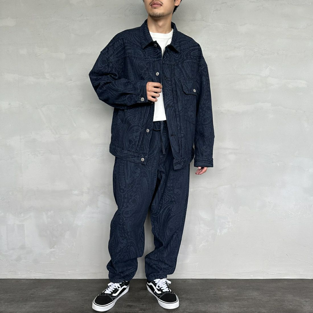 Noir Fabrik [ヌワールファブリック] ペイズリーデニムバルーンパンツ [NF-234-073] INDIGO&&モデル身長：168cm 着用サイズ：L&&