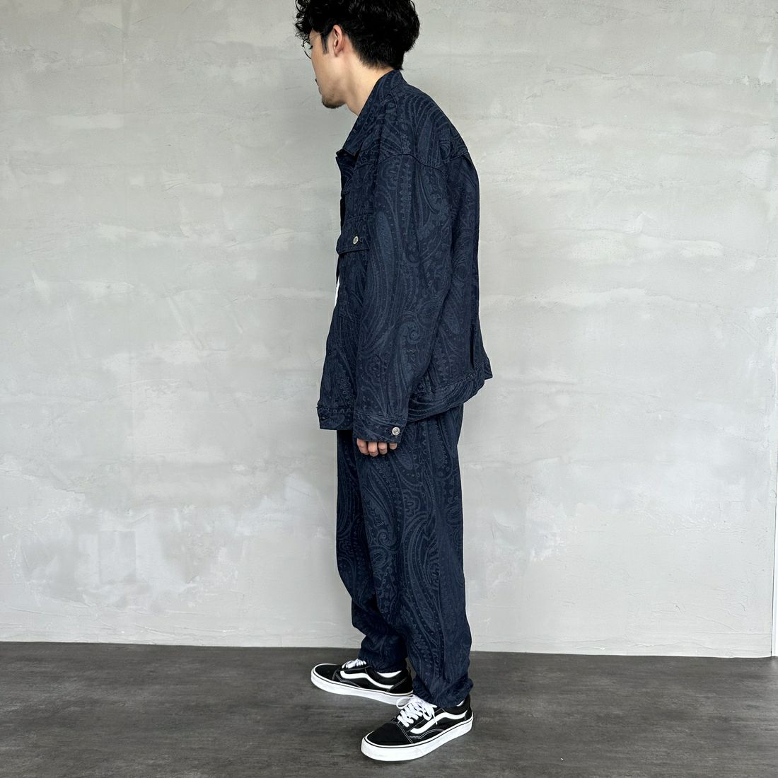 Noir Fabrik [ヌワールファブリック] ペイズリーデニムバルーンパンツ [NF-234-073] INDIGO&&モデル身長：168cm 着用サイズ：L&&