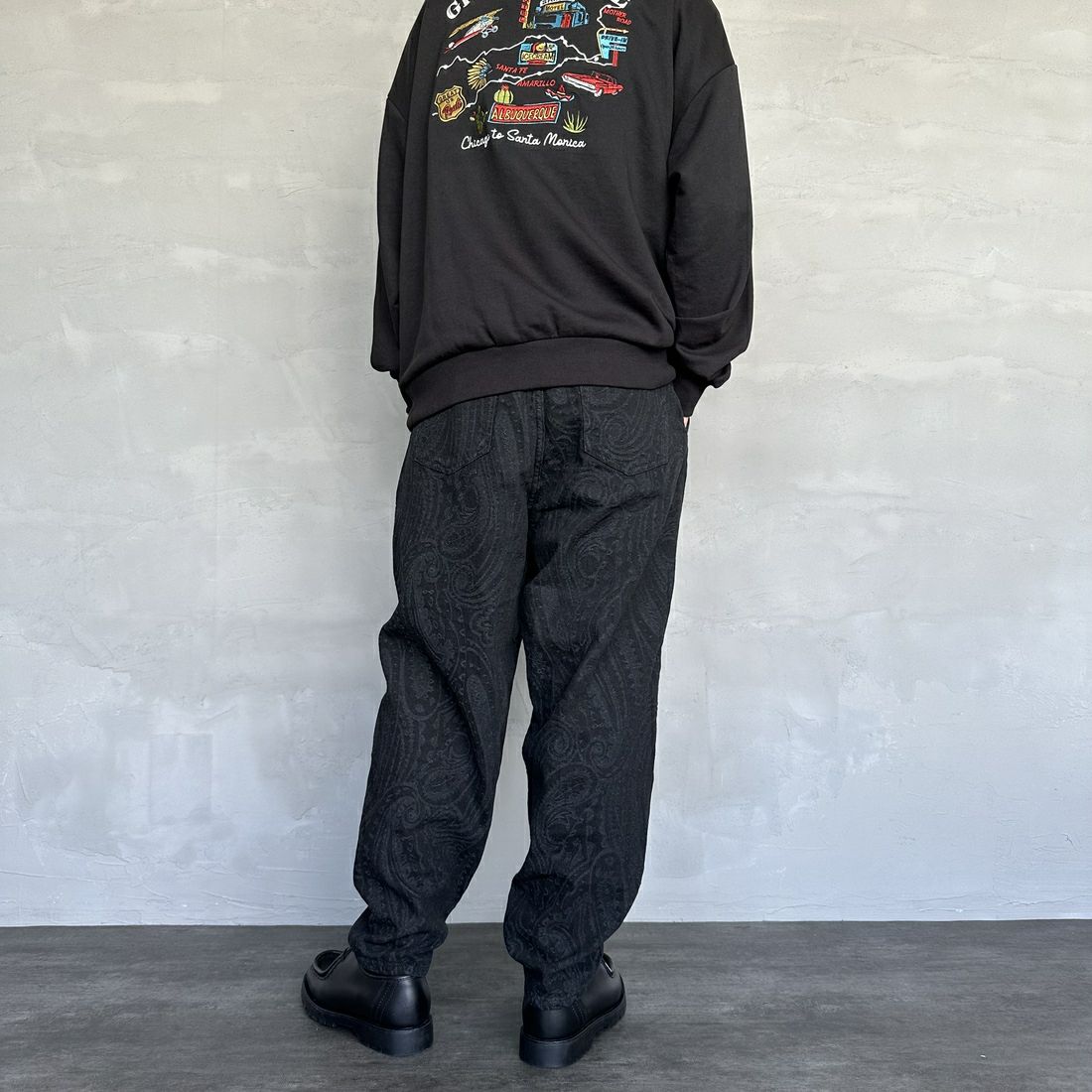 Noir Fabrik [ヌワールファブリック] ペイズリーデニムバルーンパンツ [NF-234-073] BLACK&&モデル身長：173cm 着用サイズ：M&&