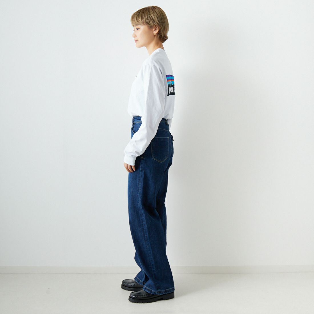 patagonia [パタゴニア] メンズ ロングスリーブ P-6ロゴ レスポンシビリティーTシャツ [38518] WHI &&モデル身長：160cm 着用サイズ：XS&&