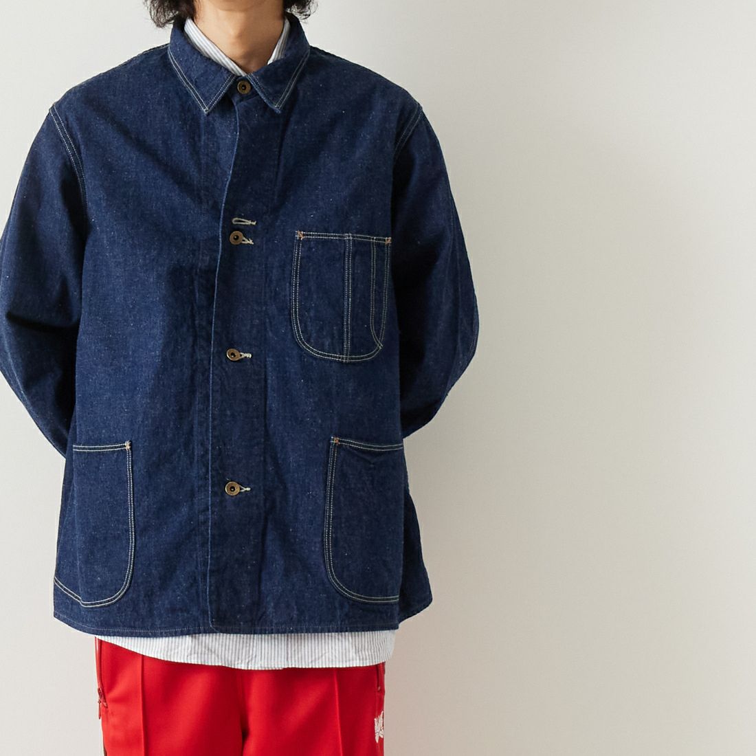 orSlow [オアスロウ] 1940S デニムカバーオール [01-6150] 81 ONEWASH &&モデル身長：182cm 着用サイズ：4&&