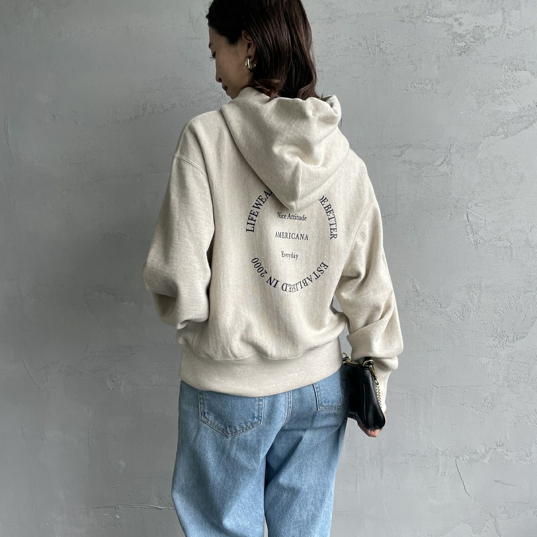 Americana × JEANS FACTORY [アメリカーナ × ジーンズファクトリー] 別注 サークルロゴプリント スウェットパーカー [ASO-681-2-JF]
