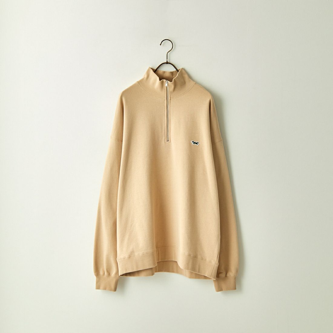 THE FOX [ザフォックス] 別注 ワンポイントロゴ ハーフジップスウェット [PN23F012-JF] SAND