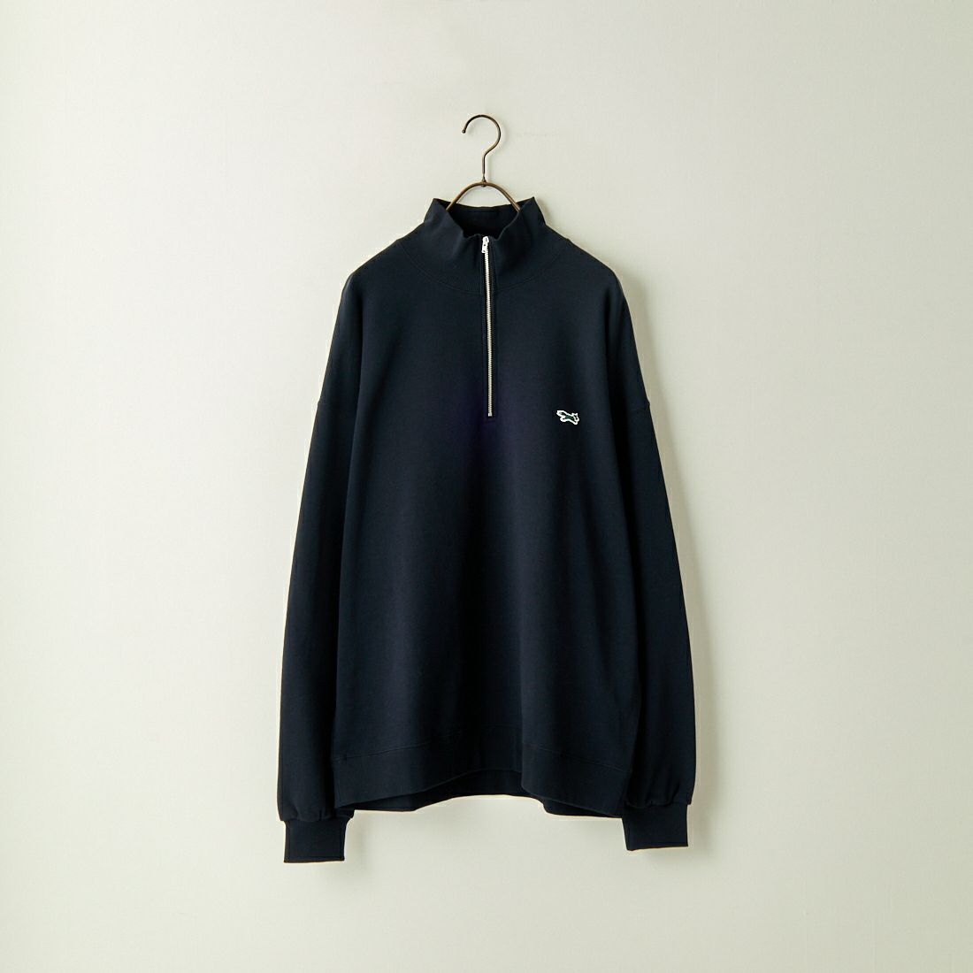 THE FOX [ザフォックス] 別注 ワンポイントロゴ ハーフジップスウェット [PN23F012-JF] BLACK