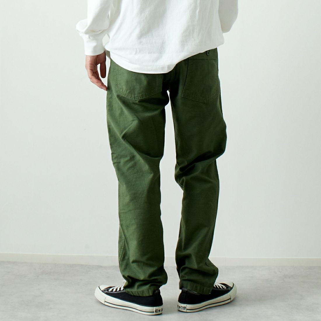 orSlow [オアスロウ] スリムフィット ファティーグパンツ [01-5032] 16 GREEN &&モデル身長：182cm 着用サイズ：2&&