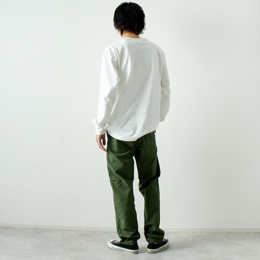 orSlow [オアスロウ] スリムフィット ファティーグパンツ [01-5032] 16 GREEN &&モデル身長：182cm 着用サイズ：2&&