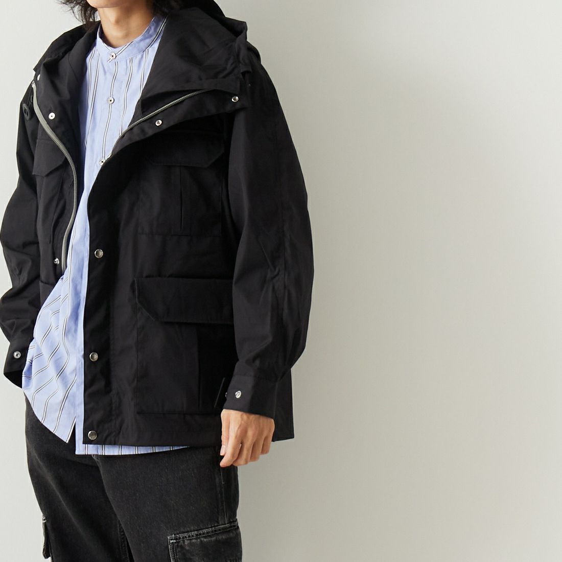 THE NORTH FACE PURPLE LABEL [ザ ノースフェイス パープルレーベル] 65/35 マウンテンパーカー [NP2352N] K BLACK &&モデル身長：182cm 着用サイズ：L&&