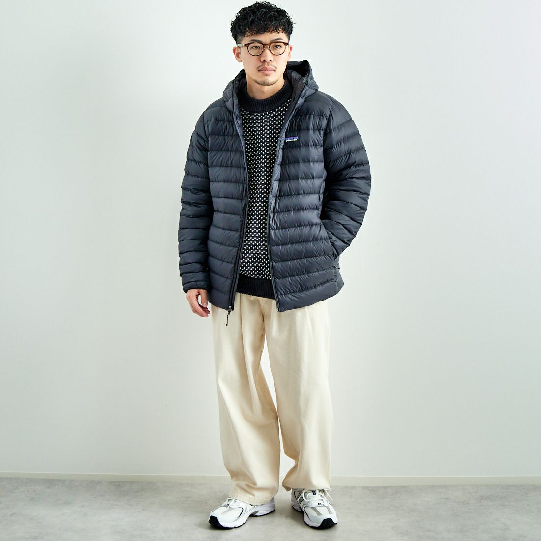 patagonia [パタゴニア] メンズ ダウン セーター フーディ [84702] BLK &&モデル身長：168cm 着用サイズ：L&&