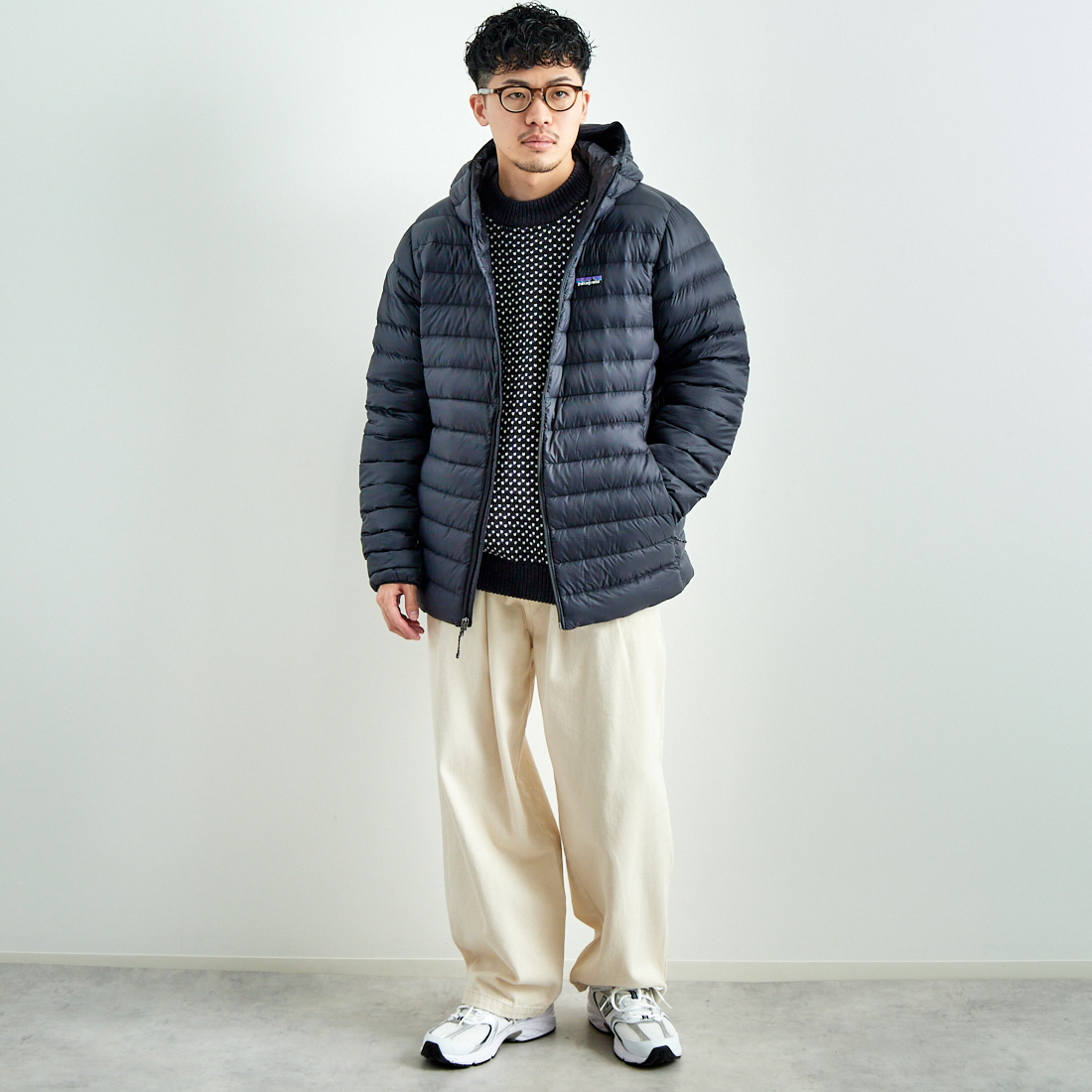 patagonia [パタゴニア] メンズ ダウン セーター フーディ [84702] BLK &&モデル身長：168cm 着用サイズ：L&&