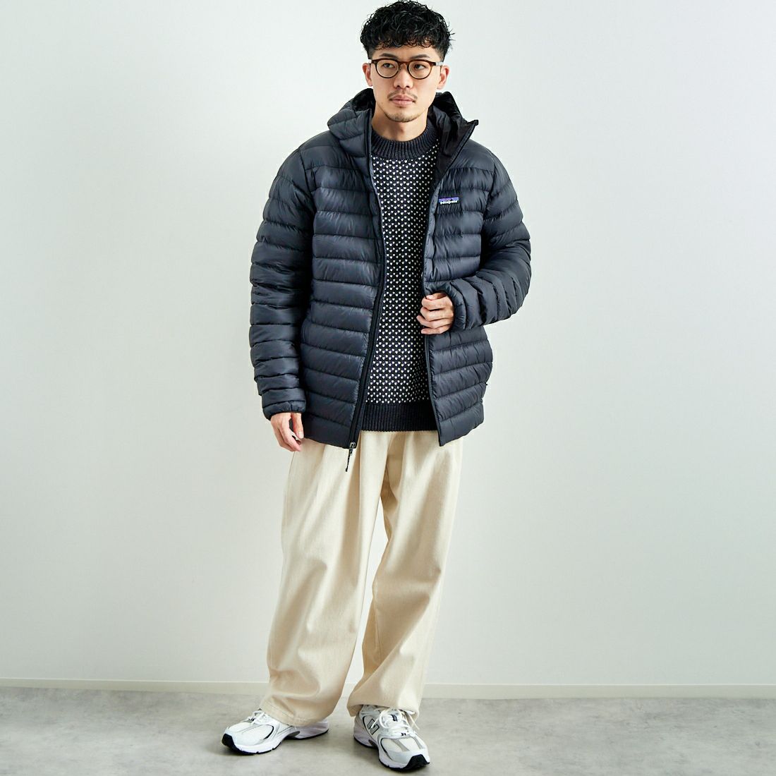 patagonia [パタゴニア] メンズ ダウン セーター フーディ [84702] BLK &&モデル身長：168cm 着用サイズ：L&&