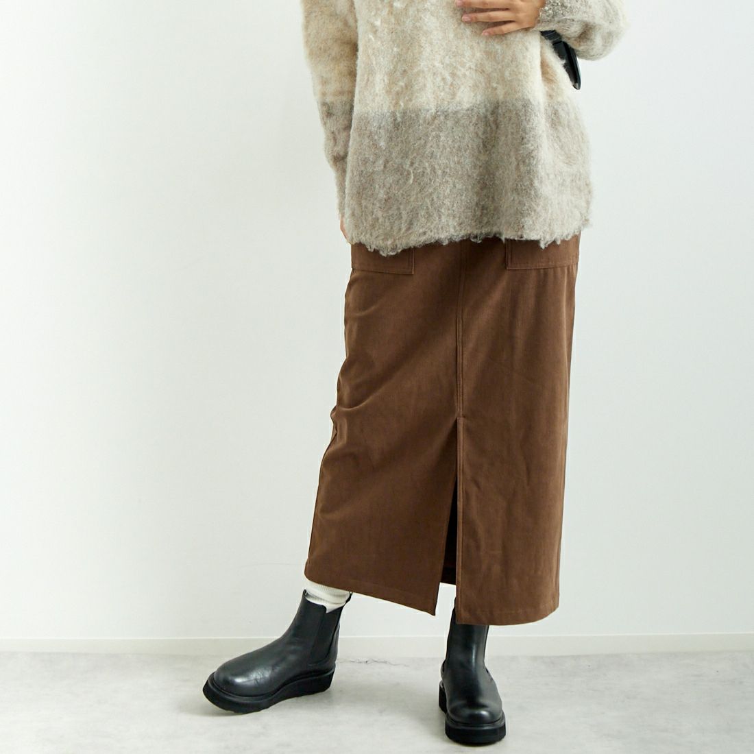 Jeans Factory Clothes [ジーンズファクトリークローズ] コーデュロイベイカースカート [IWJF-02] 38 ﾓｶ &&モデル身長：167cm 着用サイズ：40&&