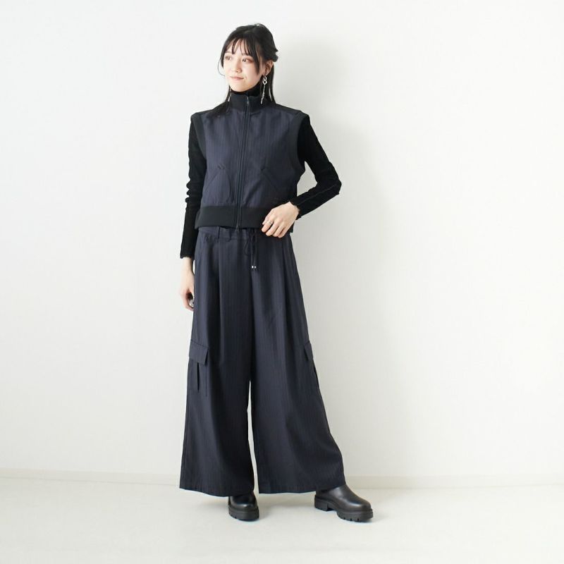 RIM.ARK [リムアーク] コンビネーションバイカラーベスト [460GAL30-0660] 145 柄NAVY &&モデル身長：168cm 着用サイズ：F&&