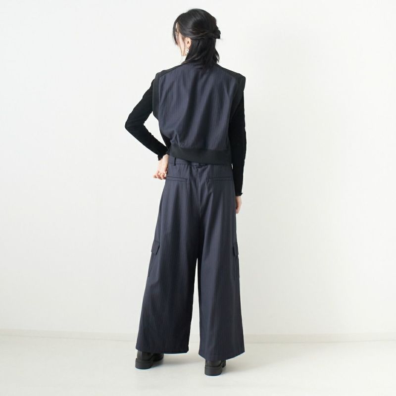 RIM.ARK [リムアーク] コンビネーションバイカラーベスト [460GAL30-0660] 145 柄NAVY &&モデル身長：168cm 着用サイズ：F&&