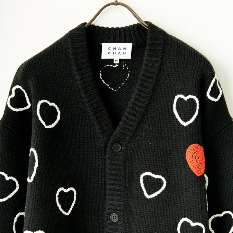 ChahChah [チャーチャー] HAPPY HEARTFULL カーディガン [CC-23FW-KN03] BLACK