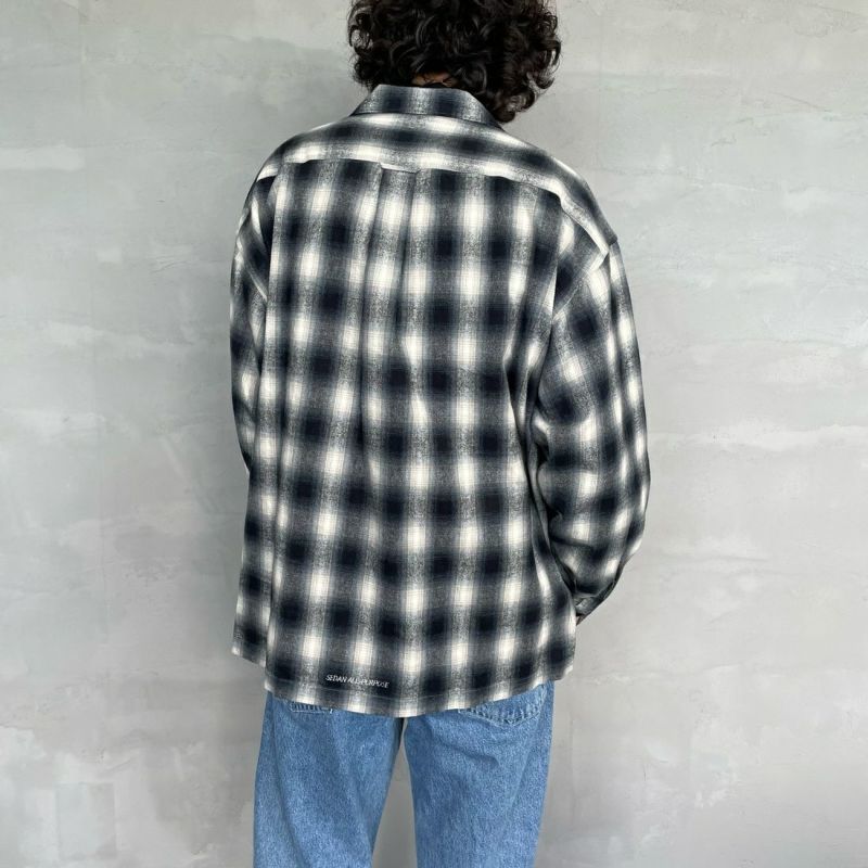 SEDAN ALL-PURPOSE [セダン オールパーパス] オンブレチェックシャツ [SD23F-SH02] GREY PLAID &&モデル身長：173cm 着用サイズ：XL&&