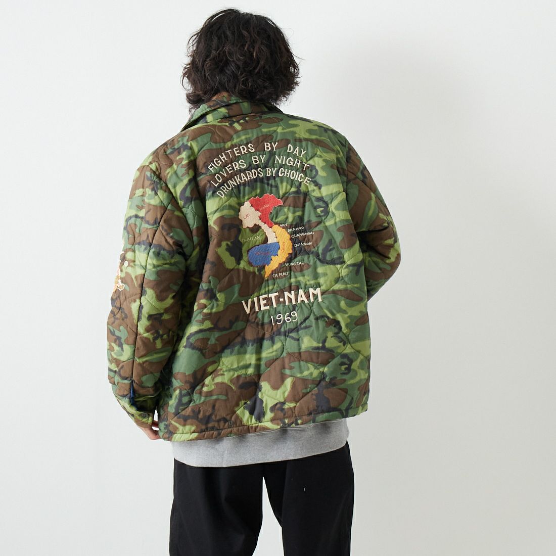 TAILOR TOYO [テーラートウヨウ] ベトナムライナージャケット [TT15396] 198 CAMOUF &&モデル身長：182cm 着用サイズ：L&&