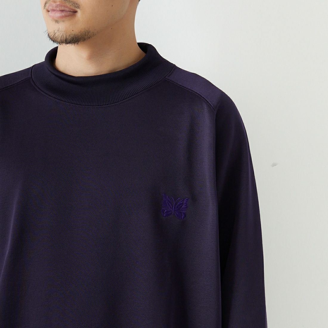 Needles [ニードルズ] ロングスリーブモックネックTシャツ [NS258] B EGGPLANT