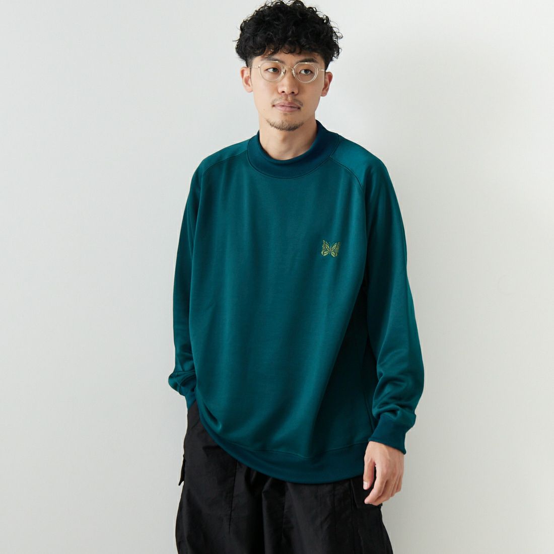 Needles [ニードルズ] ロングスリーブモックネックTシャツ [NS258] A JASPER G&&モデル身長：168cm 着用サイズ：M&&