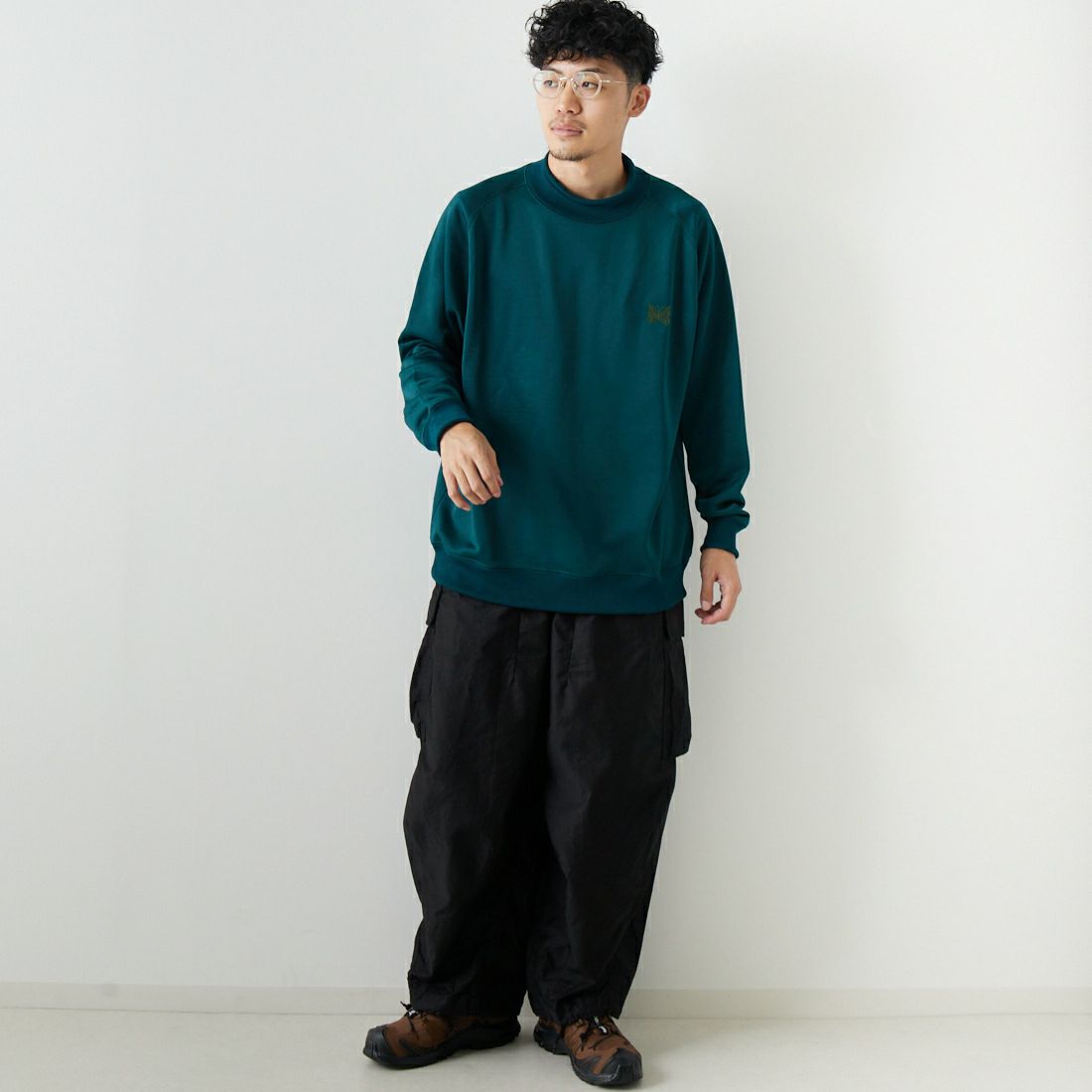 Needles [ニードルズ] ロングスリーブモックネックTシャツ [NS258] A JASPER G&&モデル身長：168cm 着用サイズ：M&&