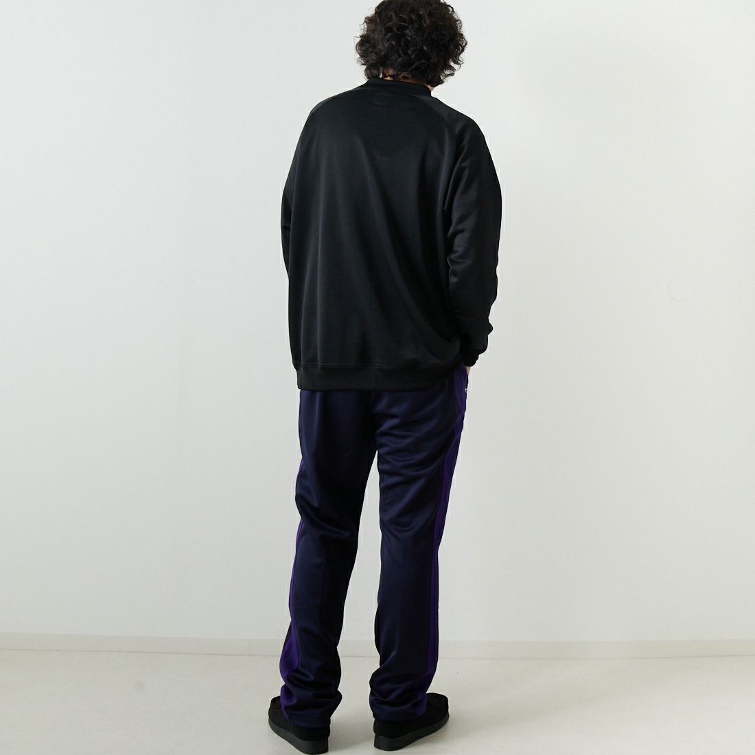Needles [ニードルズ] ロングスリーブモックネックTシャツ [NS258] C BLACK&&モデル身長：173cm 着用サイズ：L&&