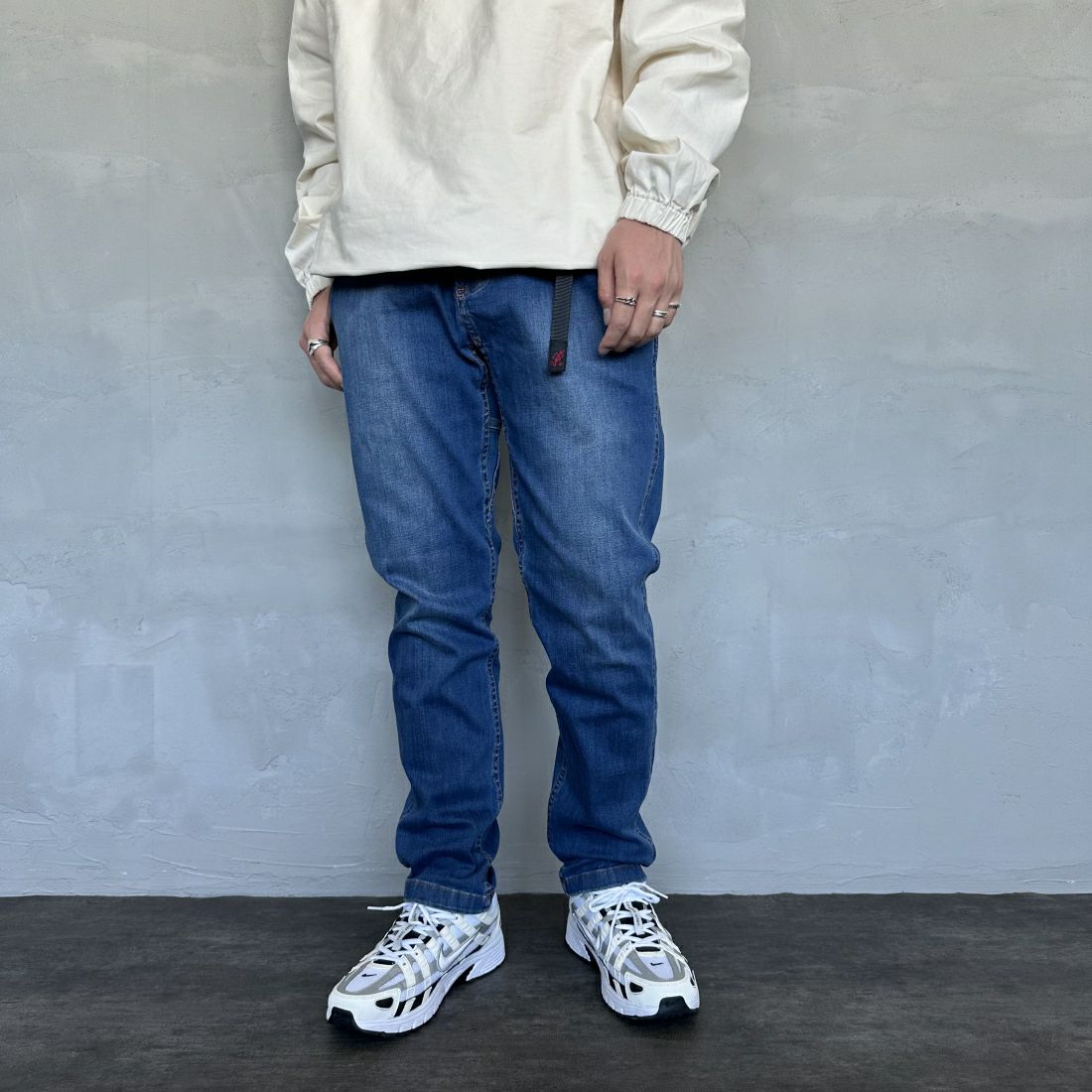 GRAMiCCi [グラミチ] ストレッチデニムNNパンツ タイトクロップド [G113-OGSD] DARK USED &&モデル身長：173cm 着用サイズ：L&&