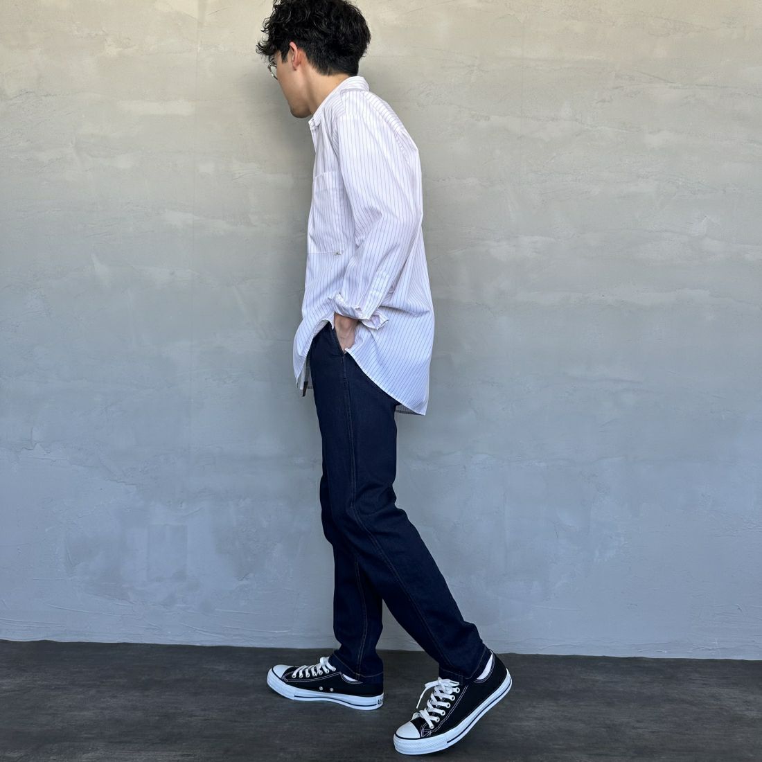 GRAMiCCi [グラミチ] ストレッチデニムNNパンツ タイトクロップド [G113-OGSD] ONE WASH &&モデル身長：168cm 着用サイズ：M&&