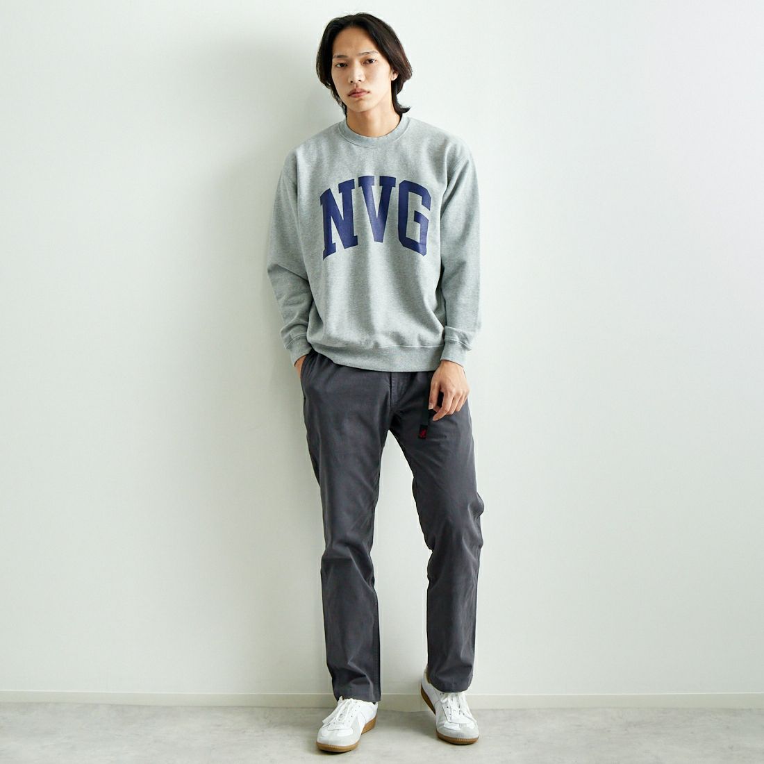 GRAMiCCi [グラミチ] NNパンツクロップド [G109-OGS] FOSSIL GRE &&モデル身長：179cm 着用サイズ：L&&