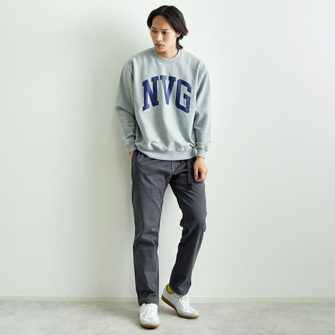 GRAMiCCi [グラミチ] NNパンツクロップド [G109-OGS] FOSSIL GRE &&モデル身長：179cm 着用サイズ：L&&