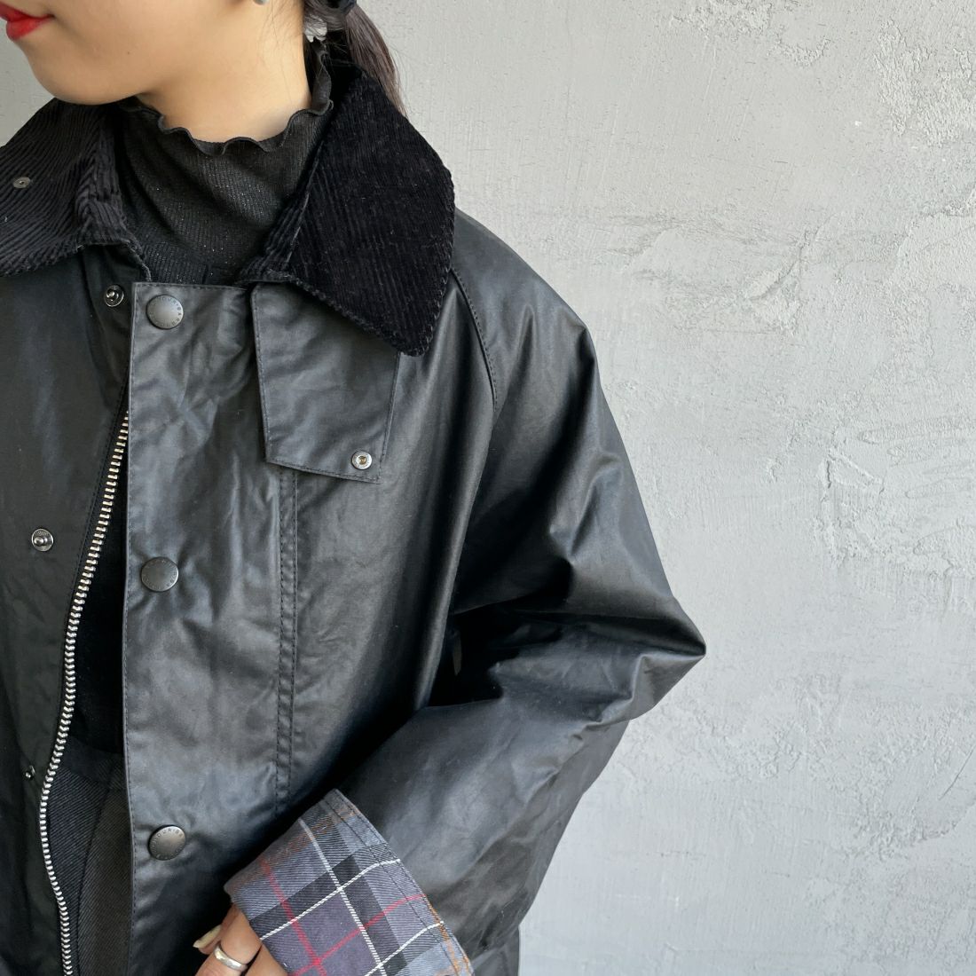 Barbour [バブアー] BURGHLEY/バーレー ワックスコットンロングコート [MWX1674] BK91&&モデル身長：156cm 着用サイズ：36&&