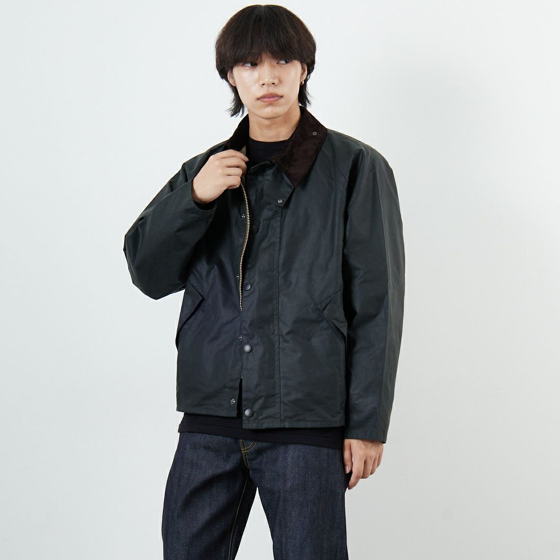 Barbour [バブアー] BEDALE/ビデイル ワックス コットン ブルゾン(オーバーサイズ フィット) [MWX1679] SG91 &&モデル身長：168cm 着用サイズ：38&&