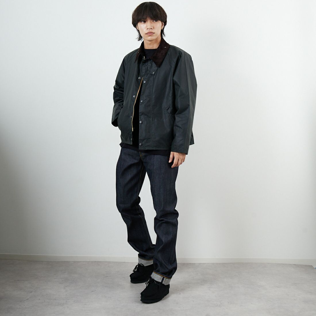 Barbour [バブアー] BEDALE/ビデイル ワックス コットン ブルゾン(オーバーサイズ フィット) [MWX1679] SG91 &&モデル身長：168cm 着用サイズ：38&&