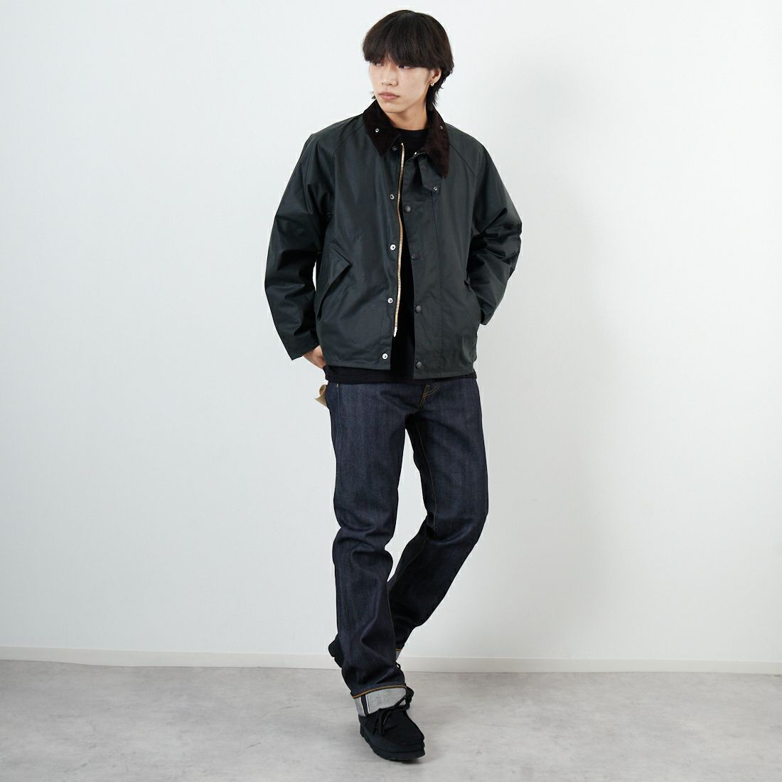 Barbour [バブアー] BEDALE/ビデイル ワックス コットン ブルゾン(オーバーサイズ フィット) [MWX1679] SG91 &&モデル身長：168cm 着用サイズ：38&&